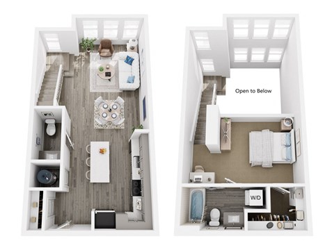 Floor plan for 1 bed, 1 bath, 863 sqft